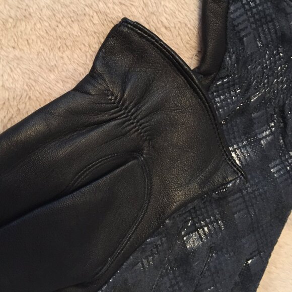 NEW Blue patterned leather gloves sz 7.5 - Picture 3 of 8
